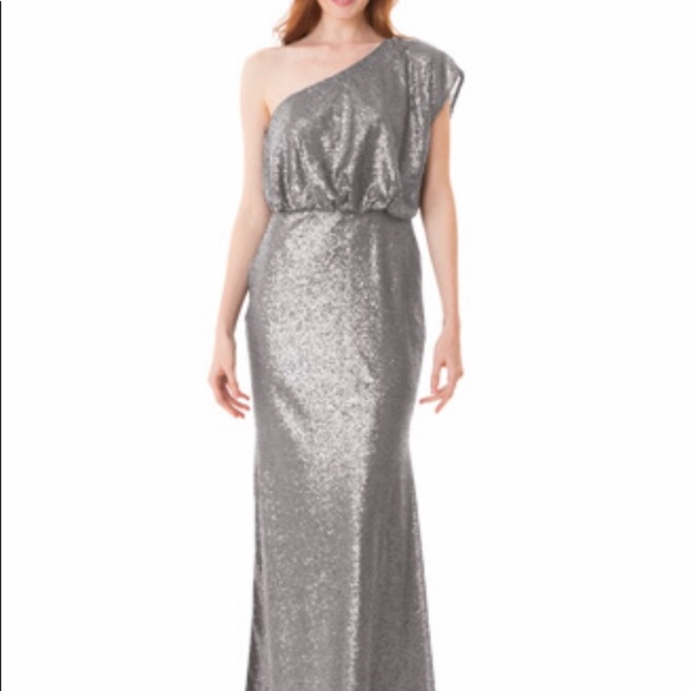 Bari Jay one shoulder sequined dress- champagne